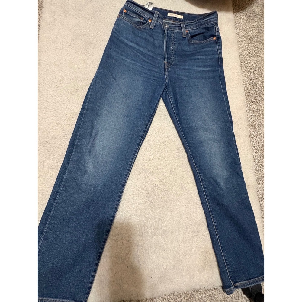 Levis Wedgie Straight Jeans Womens 29x28 Medium Wash Blue High Rise Denim 34964
